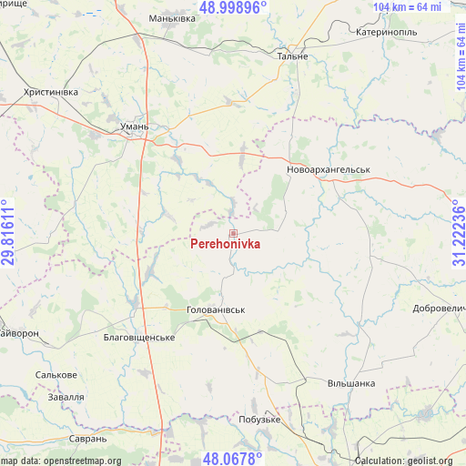 Perehonivka on map
