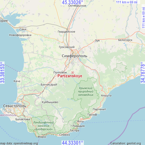 Partizanskoye on map
