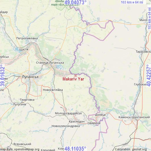 Makariv Yar on map