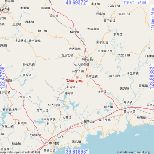 Qianying on map