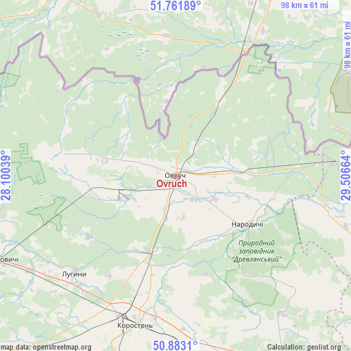 Ovruch on map
