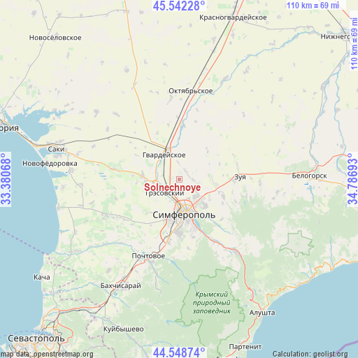 Solnechnoye on map