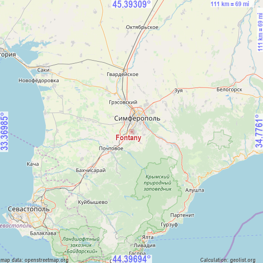Fontany on map