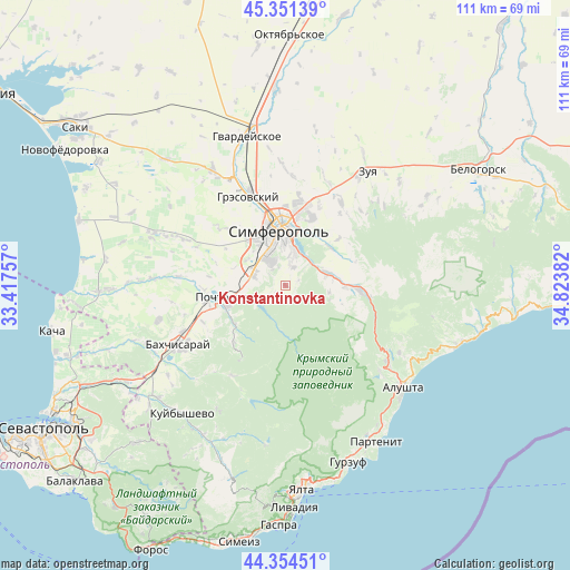 Konstantinovka on map