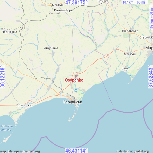 Osypenko on map