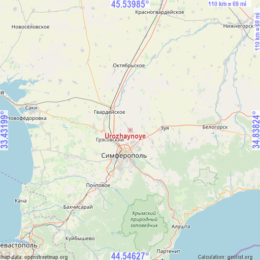 Urozhaynoye on map