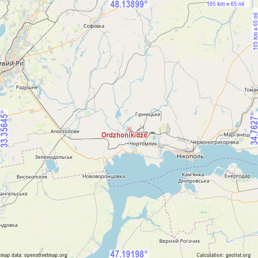 Ordzhonikidze on map