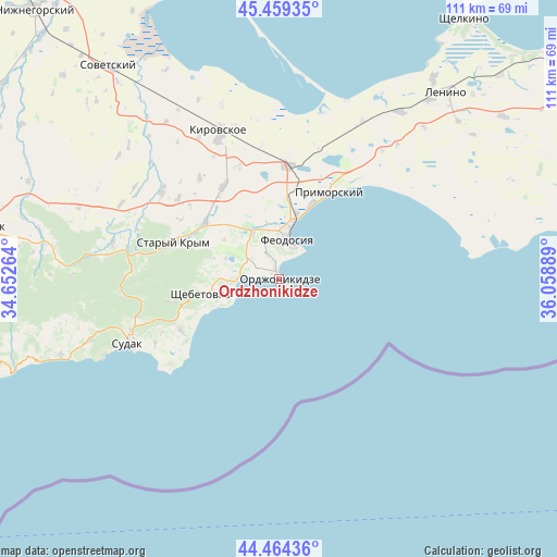Ordzhonikidze on map
