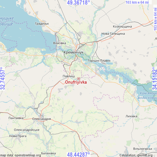Onufriyivka on map