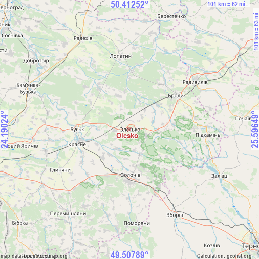 Olesko on map