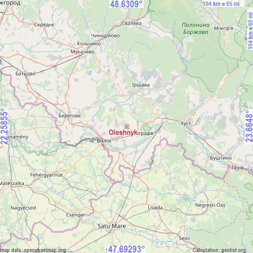 Oleshnyk on map