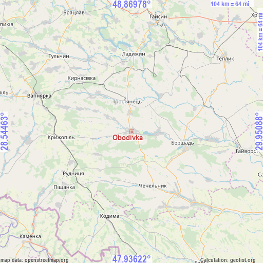 Obodivka on map