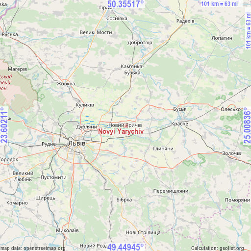 Novyi Yarychiv on map