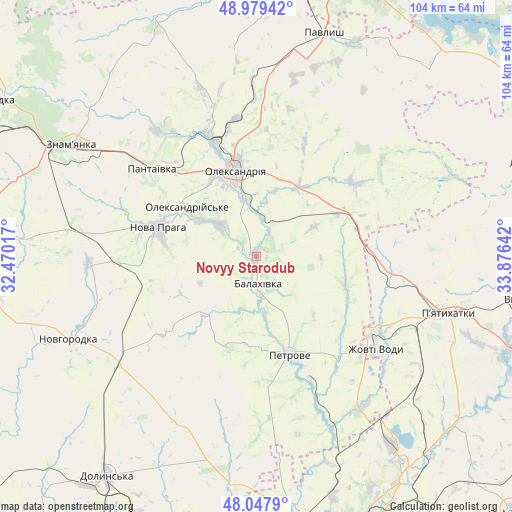 Novyy Starodub on map