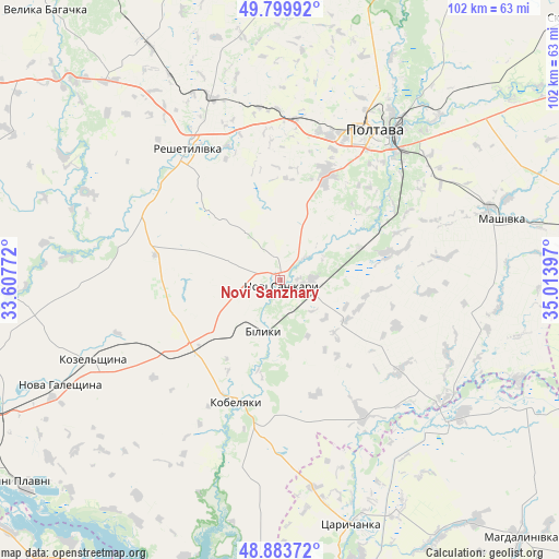 Novi Sanzhary on map
