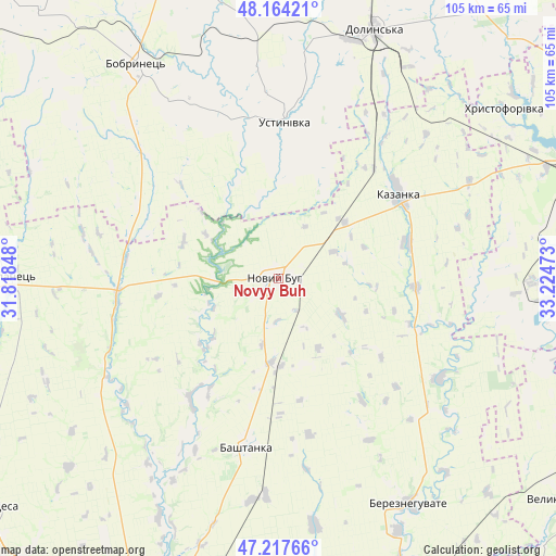 Novyy Buh on map