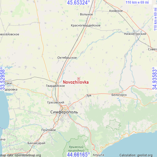 Novozhilovka on map