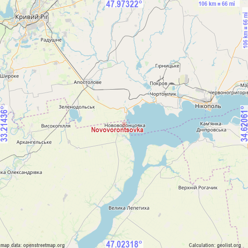 Novovorontsovka on map