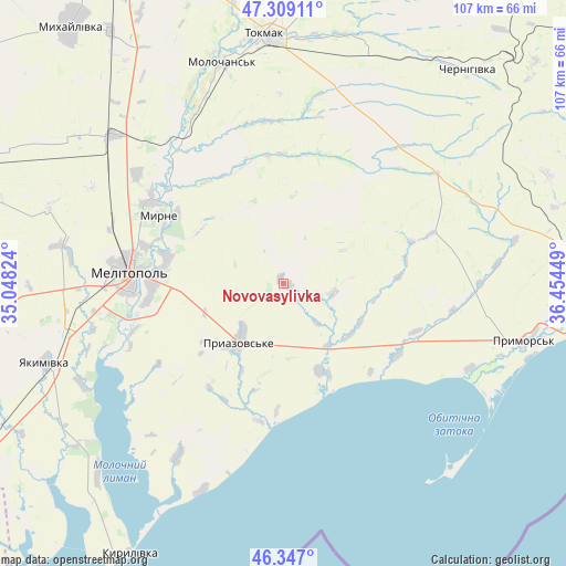 Novovasylivka on map