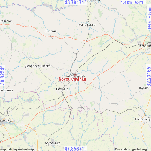Novoukrayinka on map