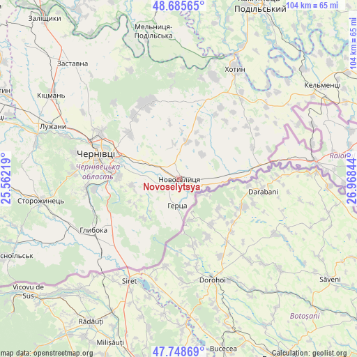 Novoselytsya on map