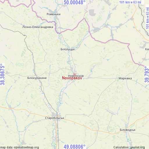 Novopskov on map