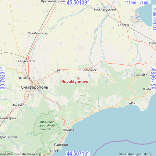 Novoklyonovo on map
