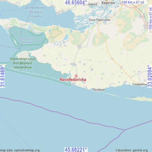 Novofedorivka on map