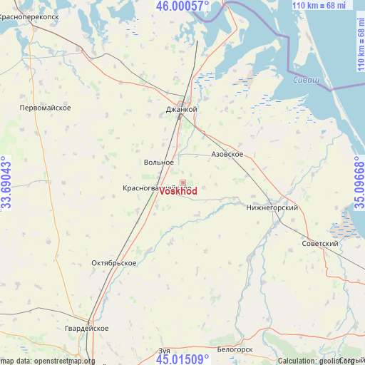 Voskhod on map