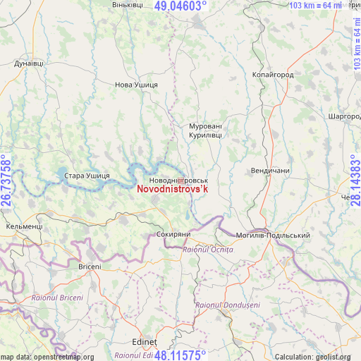 Novodnistrovs’k on map