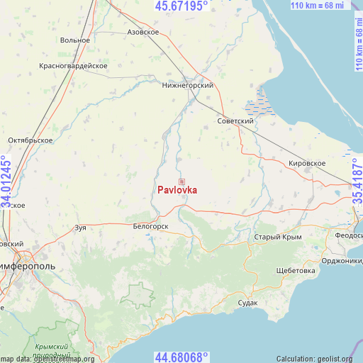 Pavlovka on map