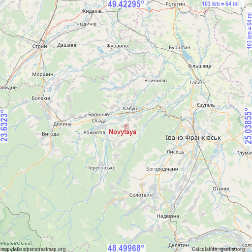 Novytsya on map