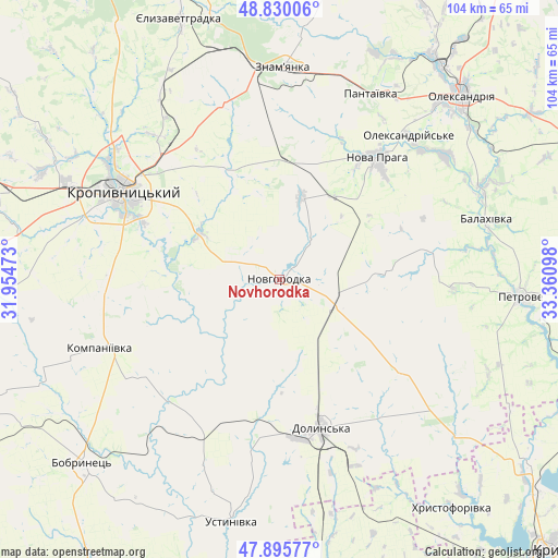 Novhorodka on map