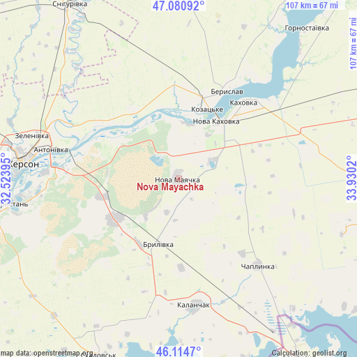 Nova Mayachka on map