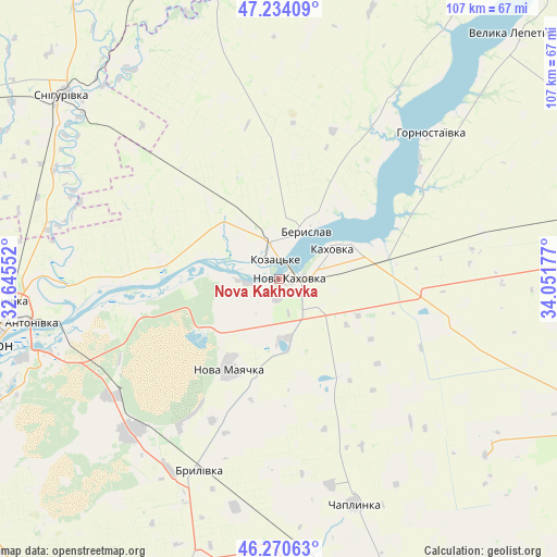 Nova Kakhovka on map