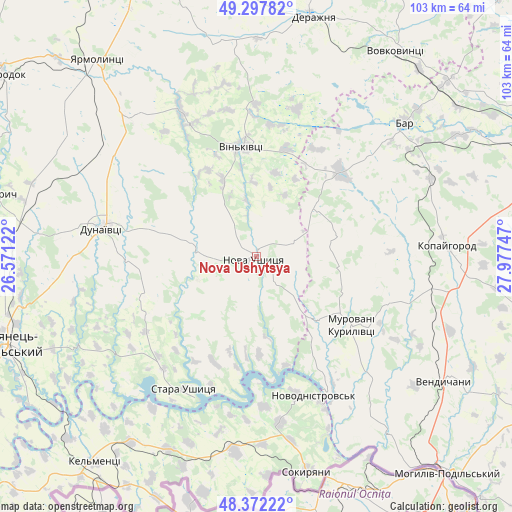 Nova Ushytsya on map