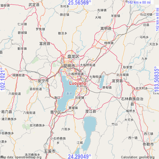 Luoyang on map