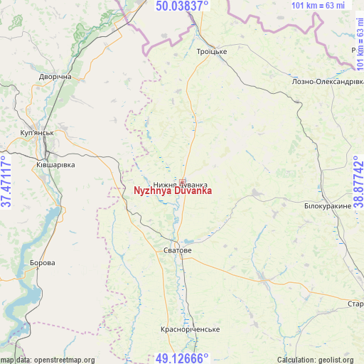 Nyzhnya Duvanka on map