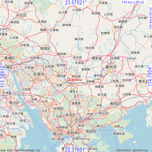 Qiaotou on map