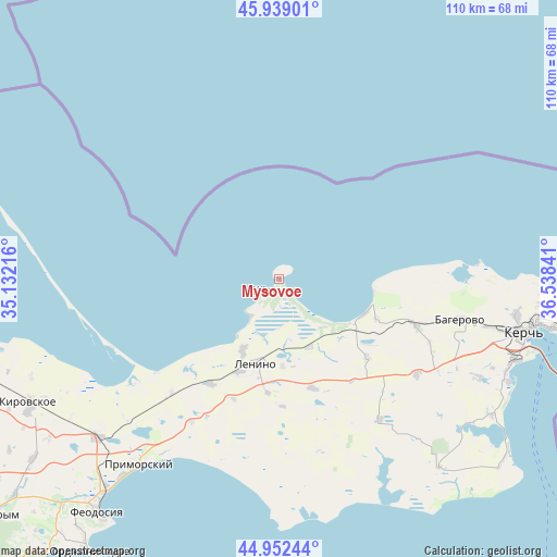 Mysovoe on map