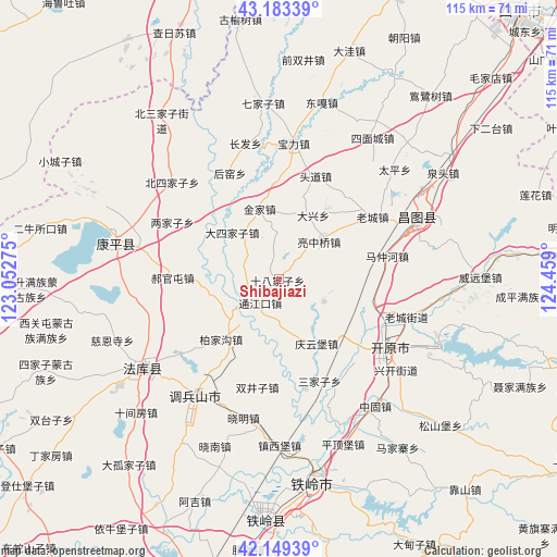 Shibajiazi on map