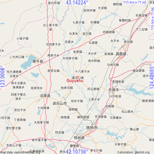 Guyushu on map