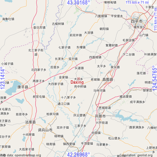Daxing on map