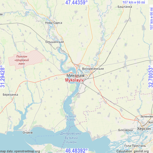 Mykolayiv on map