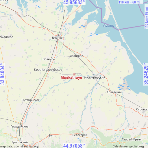 Muskatnoye on map