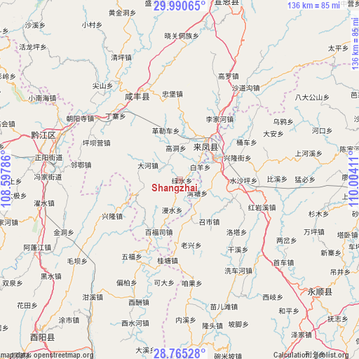 Shangzhai on map