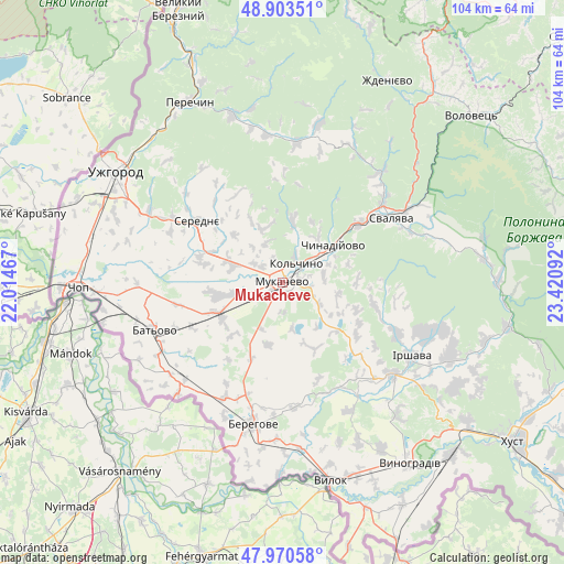 Mukacheve on map