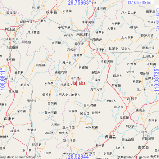 Jiajiaba on map