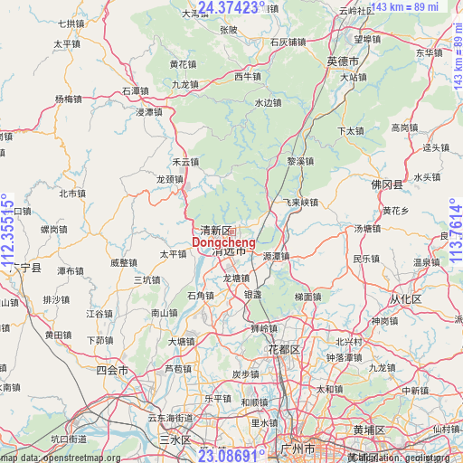 Dongcheng on map