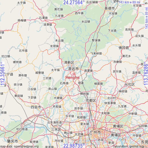 Henghe on map